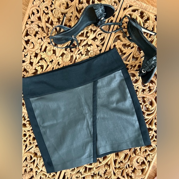 IRO Mini Skirt The Jalie Black BodyCon Leather/Knit Panel Assym Front SZ: M/40 - Picture 5 of 11